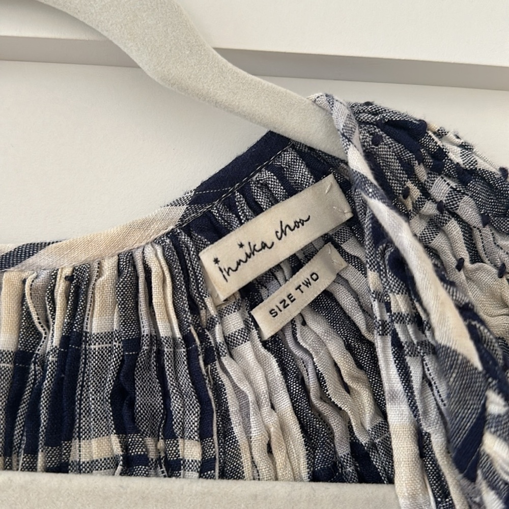 Innika Choo plaid smocked top M - Picture 3 of 6